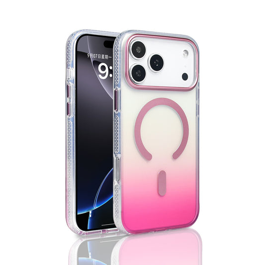 Apple iPhone 17 Pro Max Case M-safe Charging Feature Transparent Color Transition Zore Toros Cover Rose Pink