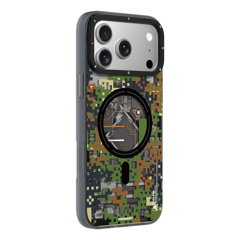 Apple iPhone 17 Pro Max Kılıf M-Safe Şarj Özellikli Youngkit Camouflage Sykell Serisi Kapak
