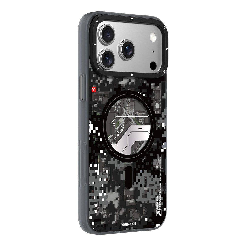 Apple iPhone 17 Pro Max Kılıf M-Safe Şarj Özellikli Youngkit Camouflage Sykell Serisi Kapak
