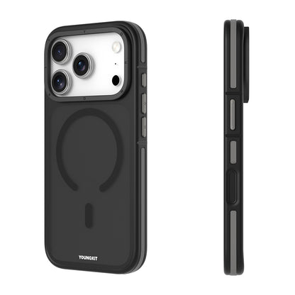 Apple iPhone 17 Pro Max Kılıf M-safe Şarj Özellikli Youngkit Rock Sand Serisi Kapak Gri