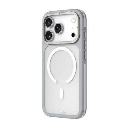 Apple iPhone 17 Pro Max Kılıf M-safe Şarj Özellikli Youngkit Rock Sand Serisi Kapak Gri
