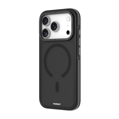Apple iPhone 17 Pro Max Kılıf M-safe Şarj Özellikli Youngkit Rock Sand Serisi Kapak Siyah