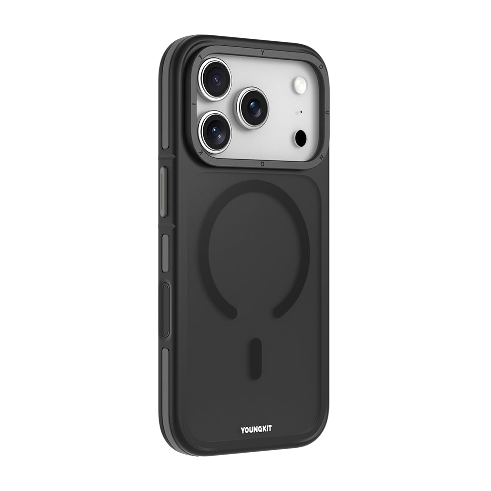 Apple iPhone 17 Pro Max Kılıf M-safe Şarj Özellikli Youngkit Rock Sand Serisi Kapak Siyah