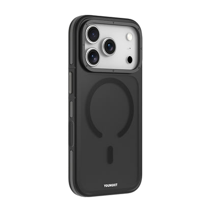 Apple iPhone 17 Pro Max Kılıf M-safe Şarj Özellikli Youngkit Rock Sand Serisi Kapak Siyah