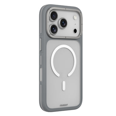 Apple iPhone 17 Pro Max Kılıf M-safe Şarj Özellikli Youngkit Rock Sand Serisi Kapak Gri