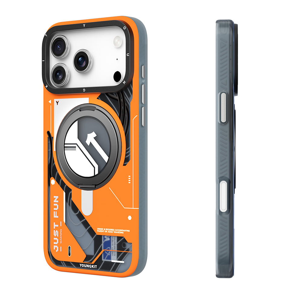 Apple iPhone 17 Pro Max Kılıf M-safe Şarj Özellikli Youngkit Starship Serisi Kapak Turuncu