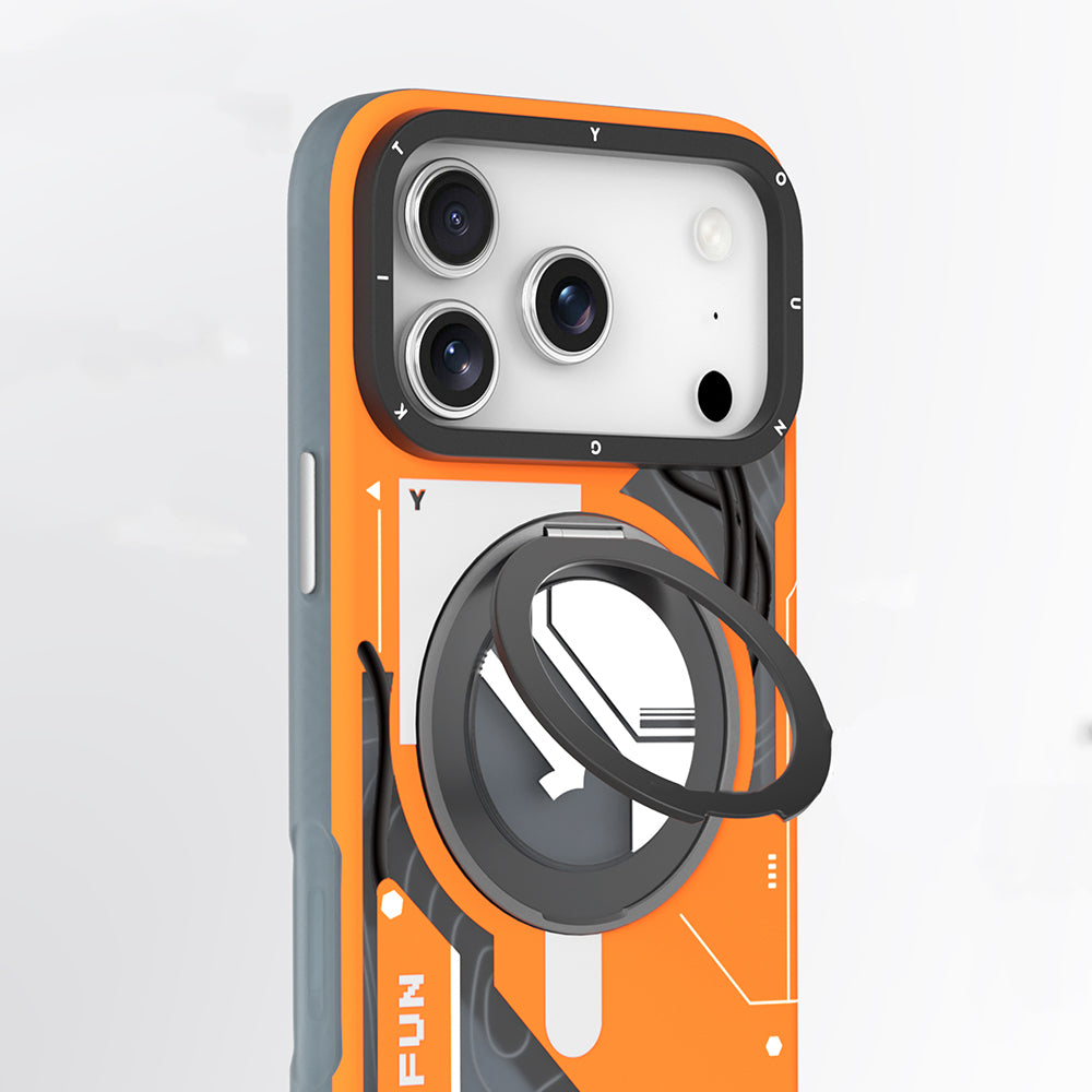 Apple iPhone 17 Pro Max Kılıf M-safe Şarj Özellikli Youngkit Starship Serisi Kapak Turuncu