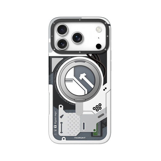 Apple iPhone 17 Pro Max Kılıf M-safe Şarj Özellikli Youngkit Starship Serisi Kapak Beyaz