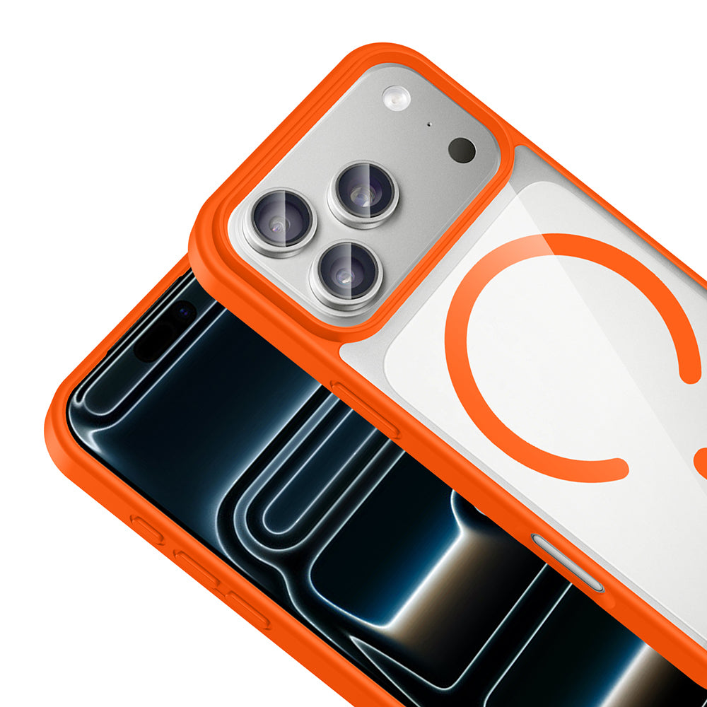 Apple iPhone 17 Pro Max Kılıf M-safe Wireless Şarj Özellikli Silikon Zore Ege Kapak Turuncu