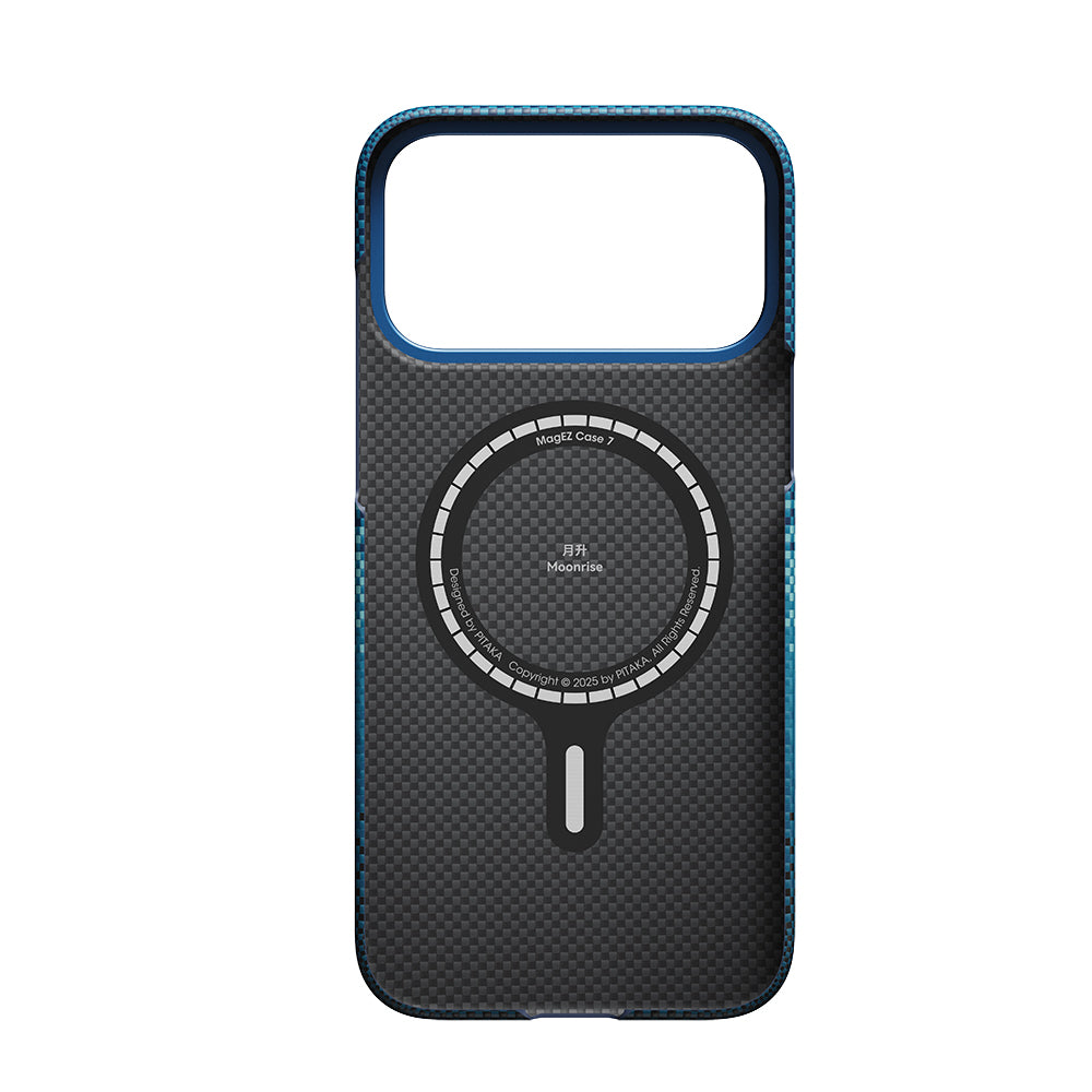 Apple iPhone 17 Pro Max Kılıf Magsafe Şarj Özellikli Aramid Fiber Pitaka Tactile Woven Starpeak Serisi Milky Way Galaxy Kapak Mavi