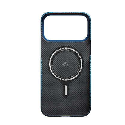 Apple iPhone 17 Pro Max Kılıf Magsafe Şarj Özellikli Aramid Fiber Pitaka Tactile Woven Starpeak Serisi Milky Way Galaxy Kapak Mavi