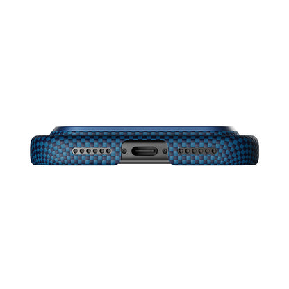 Apple iPhone 17 Pro Max Kılıf Magsafe Şarj Özellikli Aramid Fiber Pitaka Tactile Woven Starpeak Serisi Milky Way Galaxy Kapak Mavi