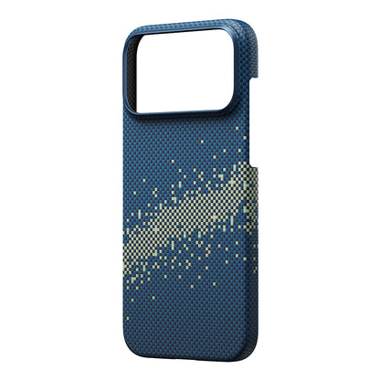 Apple iPhone 17 Pro Max Kılıf Magsafe Şarj Özellikli Aramid Fiber Pitaka Tactile Woven Starpeak Serisi Milky Way Galaxy Kapak Mavi