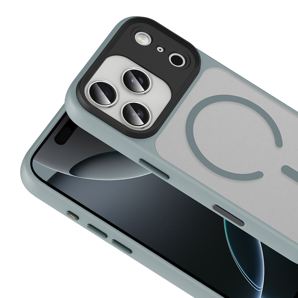 Apple iPhone 17 Pro Max Case Matte Back Surface Wireless Charging Feature Zore Flet M-safe Cover Desert Titanium