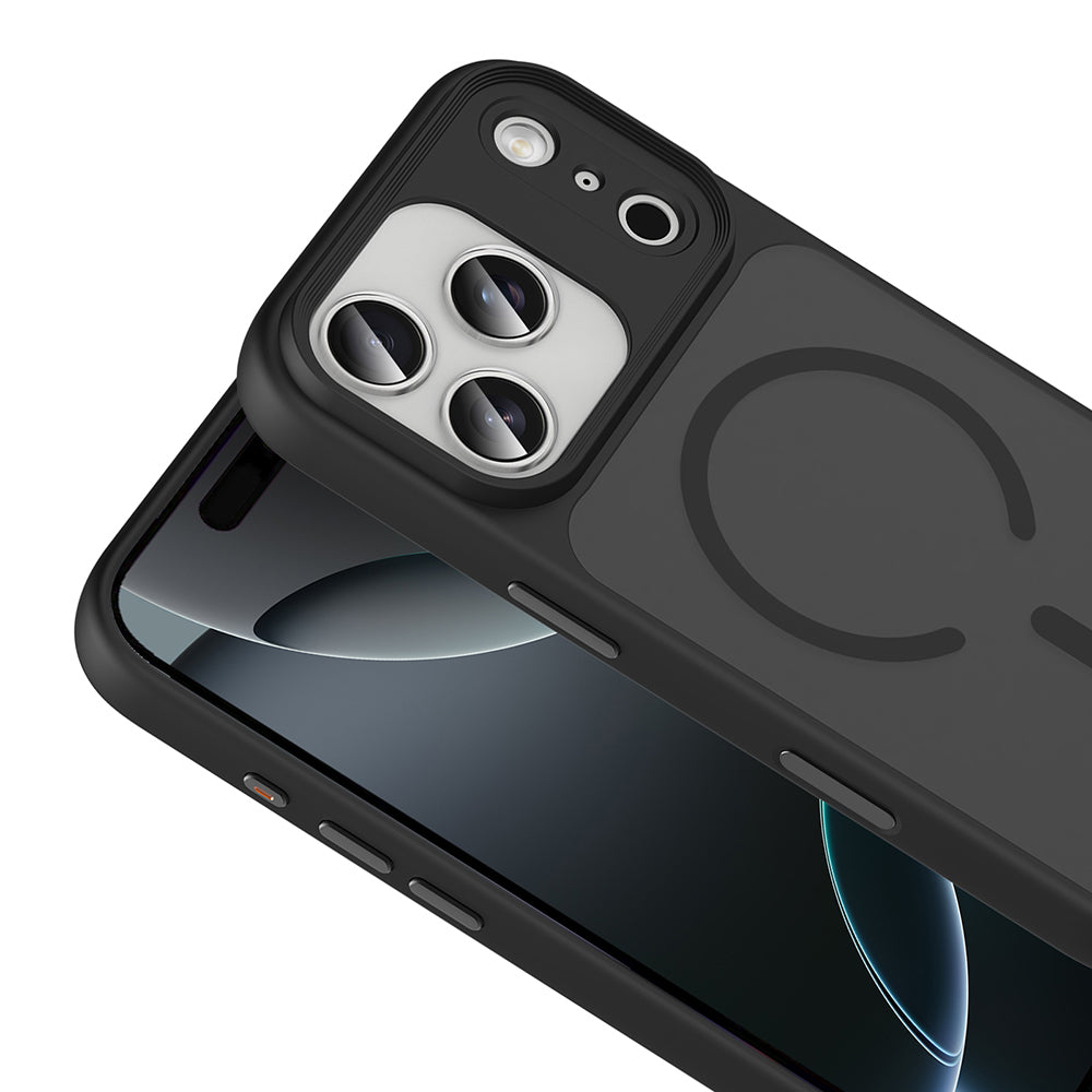 Apple iPhone 17 Pro Max Case Matte Back Surface Wireless Charging Feature Zore Flet M-safe Cover Navy Blue