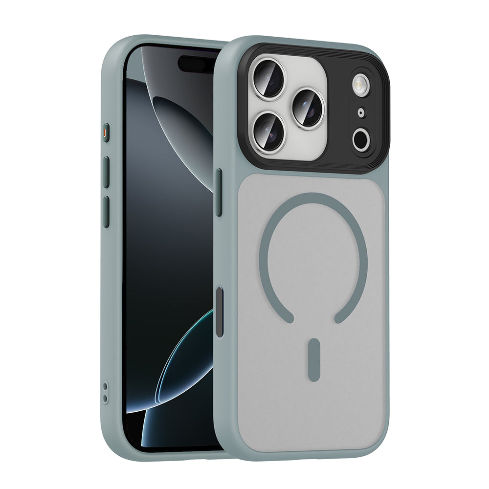 Apple iPhone 17 Pro Max Case Matte Back Surface Wireless Charging Feature Zore Flet M-safe Cover Gray