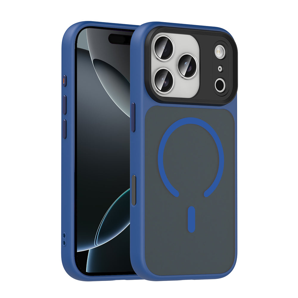 Apple iPhone 17 Pro Max Case Matte Back Surface Wireless Charging Feature Zore Flet M-safe Cover Navy Blue