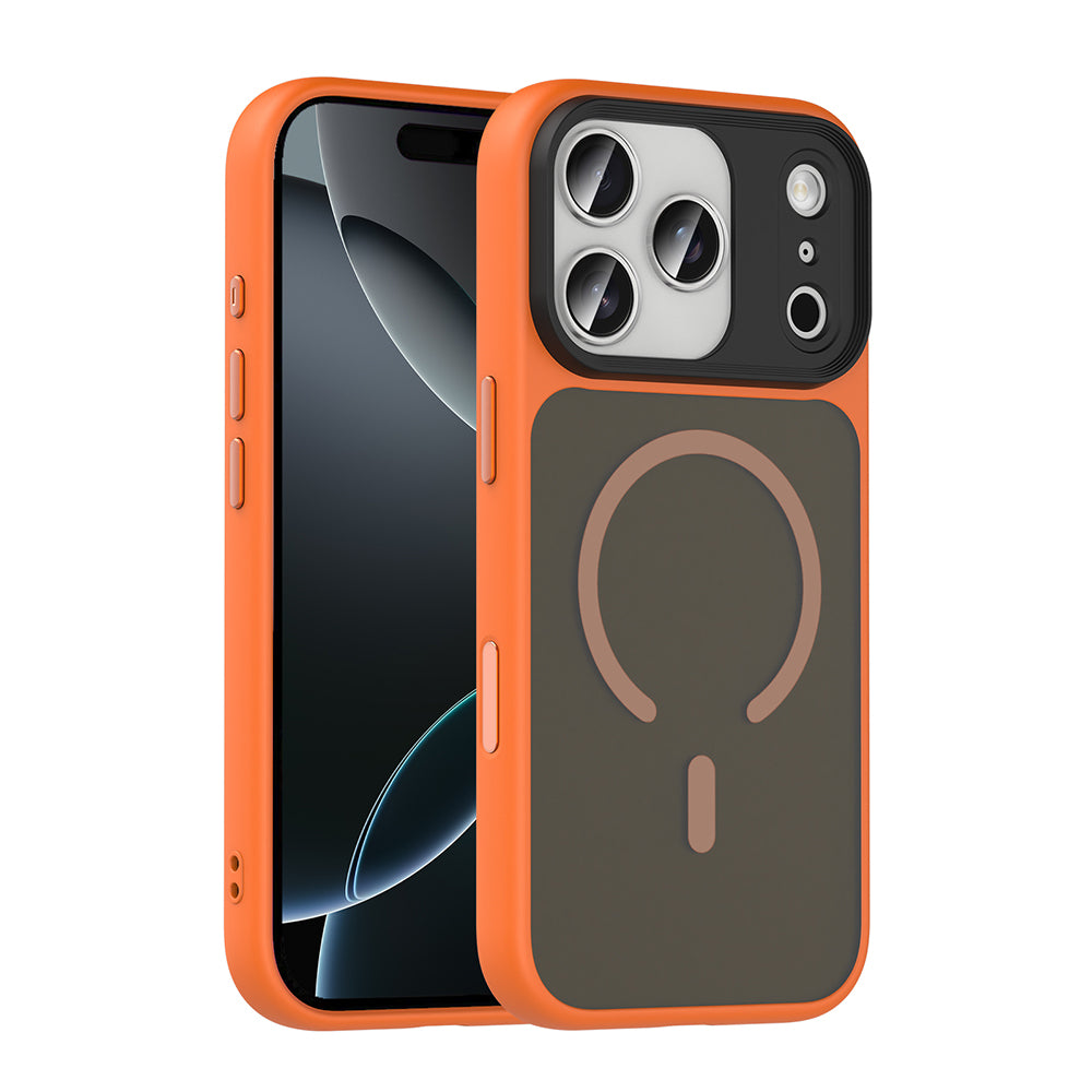 Apple iPhone 17 Pro Max Case Matte Back Surface Wireless Charging Feature Zore Flet M-safe Cover Desert Titanium