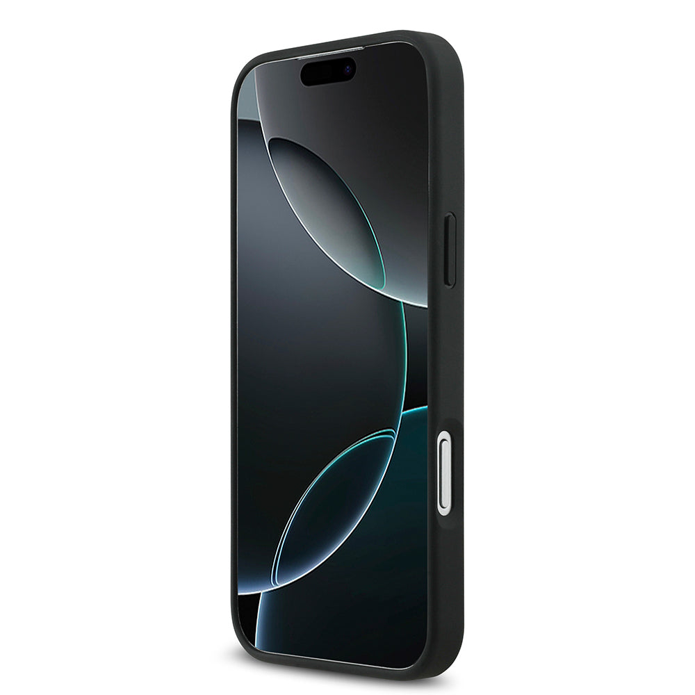 Apple iPhone 17 Pro Max Kılıf Mercedes Benz Orjinal Lisanslı M-safe Şarj Özellikli Dokulu Desenli Deri Kapak Siyah