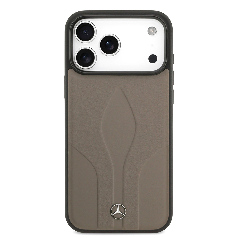 Apple iPhone 17 Pro Max Kılıf Mercedes Benz Orjinal Lisanslı M-safe Şarj Özellikli Dokulu Desenli Deri Kapak Siyah