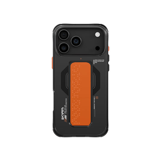 Apple iPhone 17 Pro Max Case Skinarma M-Safe Charging Feature Airbag Design Stand Haxa Cover Smoke 