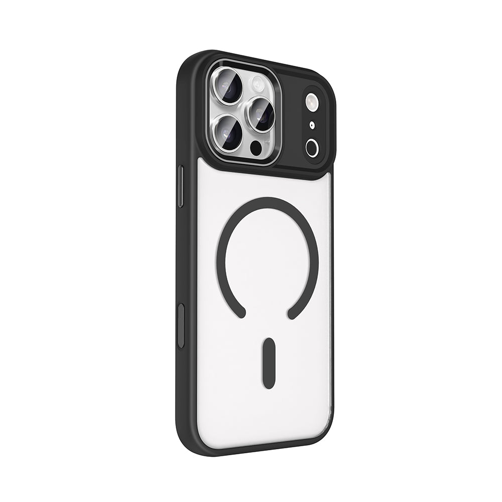 Apple iPhone 17 Pro Max Kılıf Wireless Şarj Özellikli Zore Krom M-safe Silikon Kapak Siyah