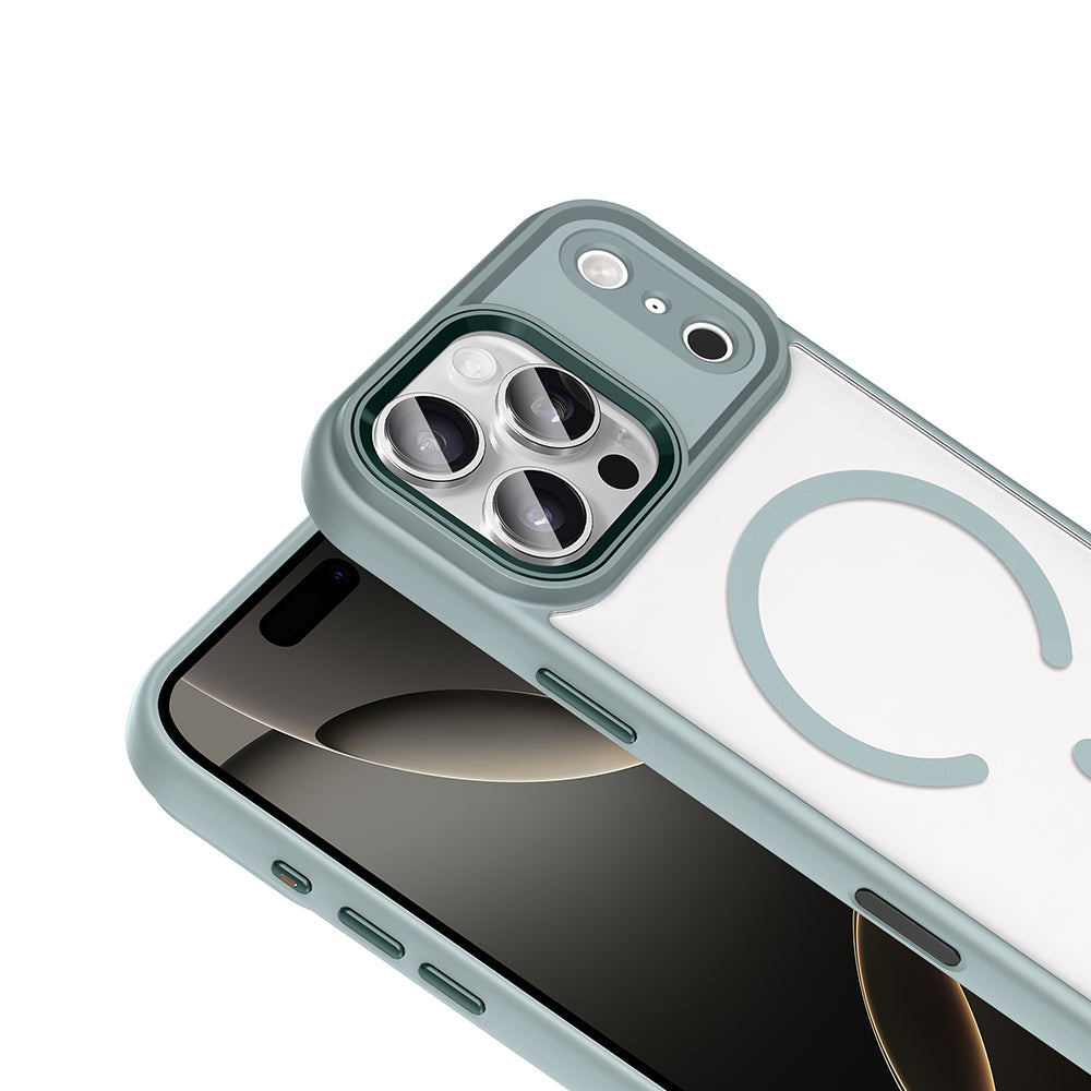 Apple iPhone 17 Pro Max Case Wireless Charging Feature Zore Chrome M-safe Silicone Cover Navy Blue