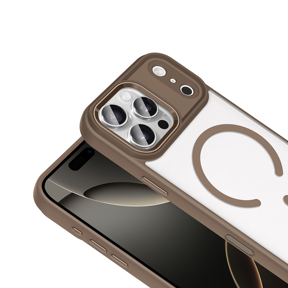 Apple iPhone 17 Pro Max Case Wireless Charging Zore Chrome M-safe Silicone Cover Gray