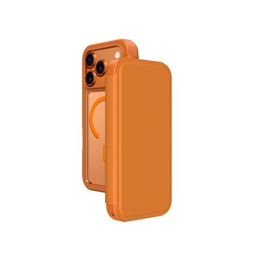 Apple iPhone 17 Pro Max PU Card Holder Cover Amazingthing Glamour Foilo Series Case Orange