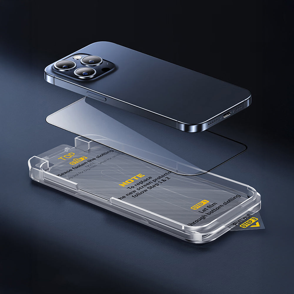 Apple iPhone 17 Pro Max Wiwu SQ-008 Oleophobic Easy Install Impact Resistant Tempered Glass Screen Protector + Easy Application Tool Transparent