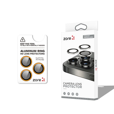 Apple iPhone 17 Pro Max Zore CL-12 Premium Sapphire Anti-Fingerprint Anti-Reflective Camera Lens Protector Titanium-Silver 