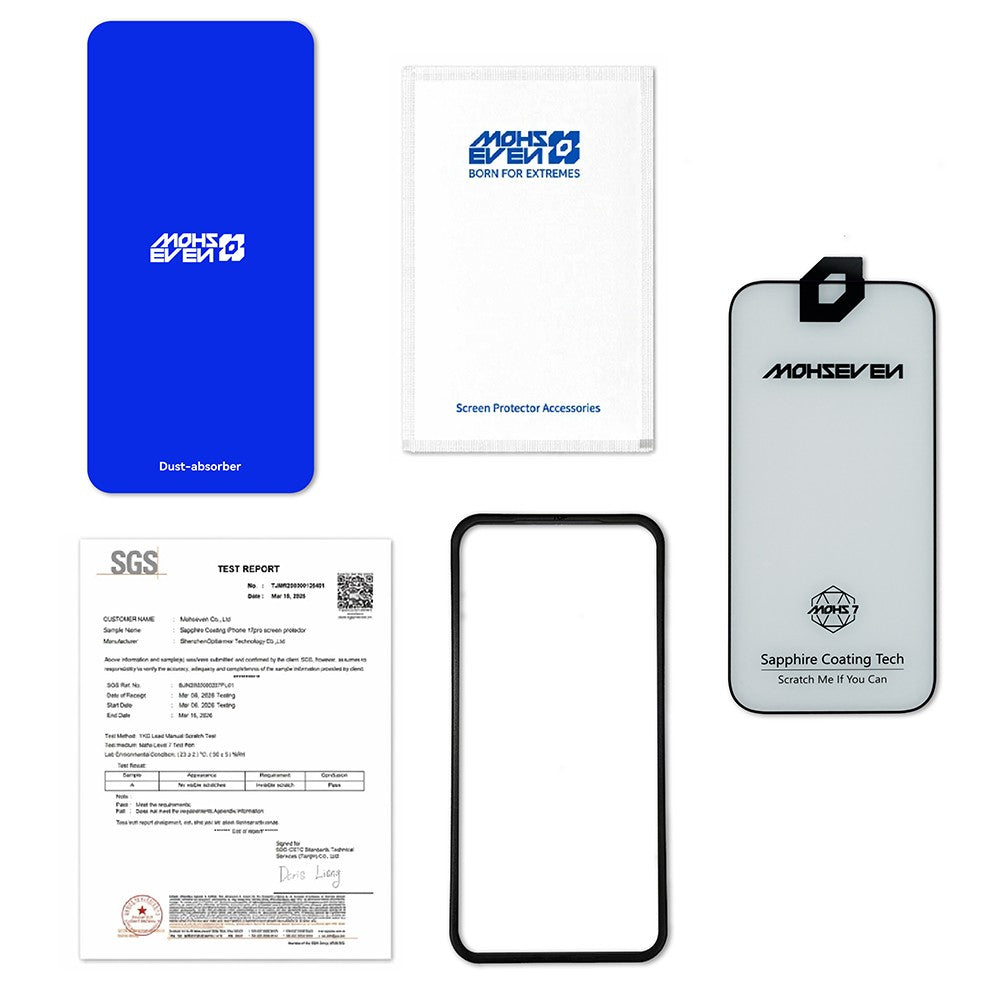 Apple iPhone 17 Pro Mohseven M7 HD Sapphire Coating Temperli Cam Ekran Koruyucu + Hizalama Aparatı