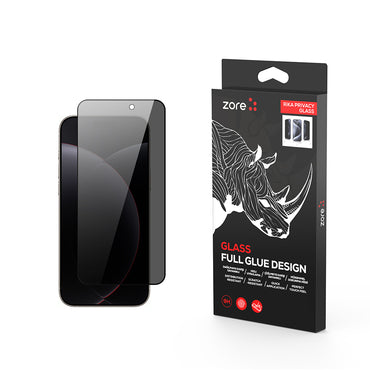 Apple iPhone 17 Pro Zore Rika Premium Privacy Tempered Glass Screen Protector Black 
