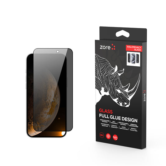 Apple iPhone 17 Zore Rika Premium Privacy Tempered Glass Screen Protector Black 