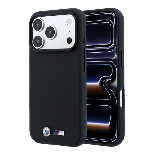 Apple iPhone 18 Pro Kılıf BMW Orjinal Lisanslı M-safe Şarj Özellikli Metal Logolu Karbon Fiber Kevlar Kapak