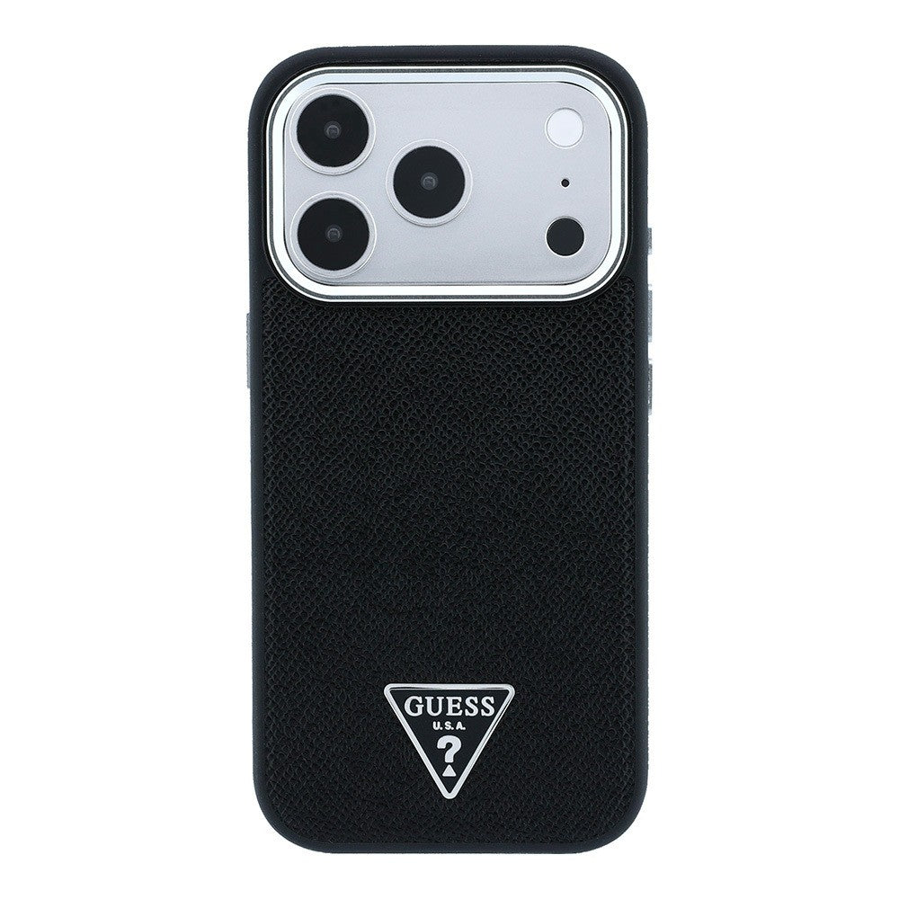 Apple iPhone 18 Pro Kılıf Guess Orjinal Lisanslı M-safe Şarj Özellikli Grained Triangle Kapak