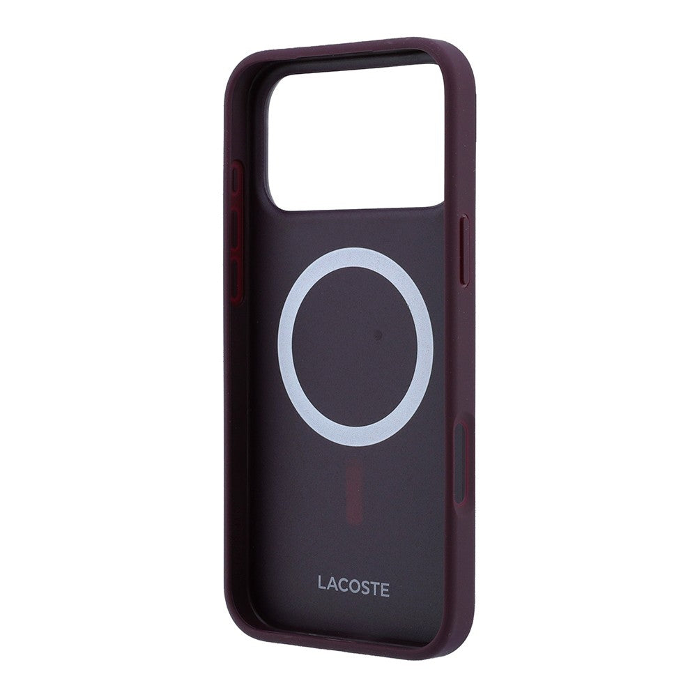 Apple iPhone 18 Pro Kılıf Lacoste Orjinal Lisanslı M-safe Şarj Özellikli PU Pike Desenli Metal Logolu Kapak