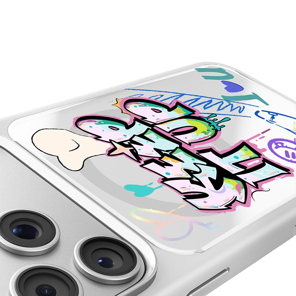 Apple iPhone 18 Pro Kılıf M-safe Şarj Özellikli 3D Baskılı Tasarım Mutural Graffiti Serisi Kapak