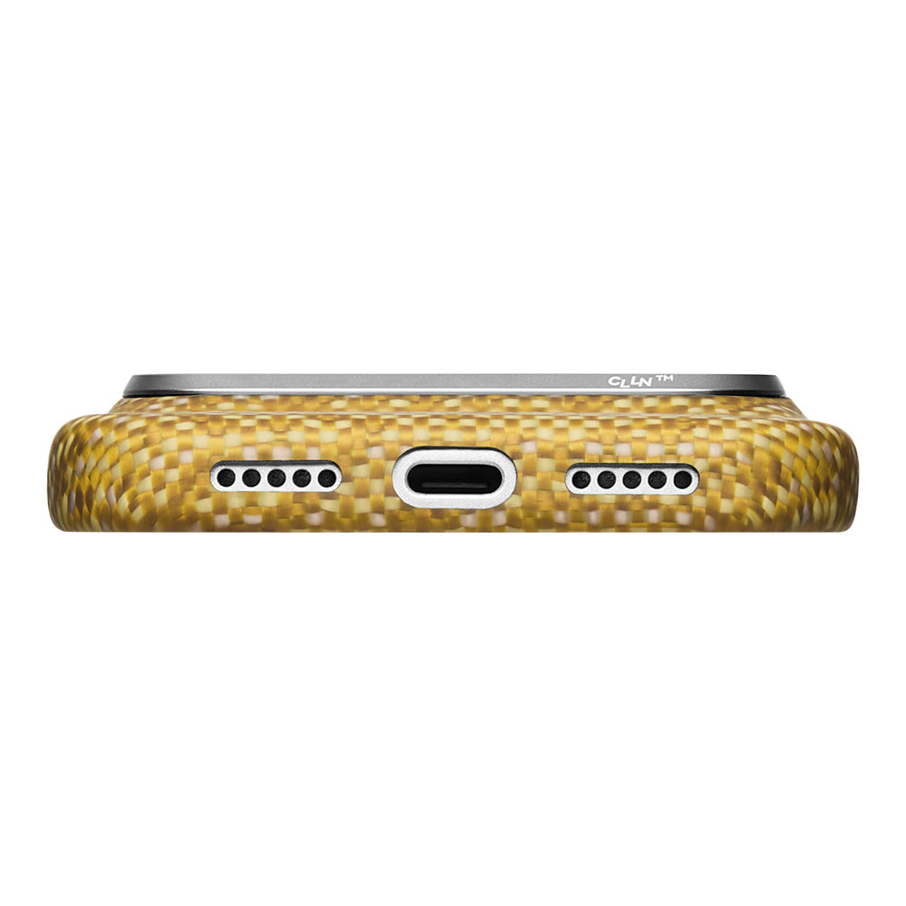 Apple iPhone 18 Pro Kılıf M-safe Şarj Özellikli Aramid Karbon Fiber Pitaka Wind Over Wheat Serisi Kapak