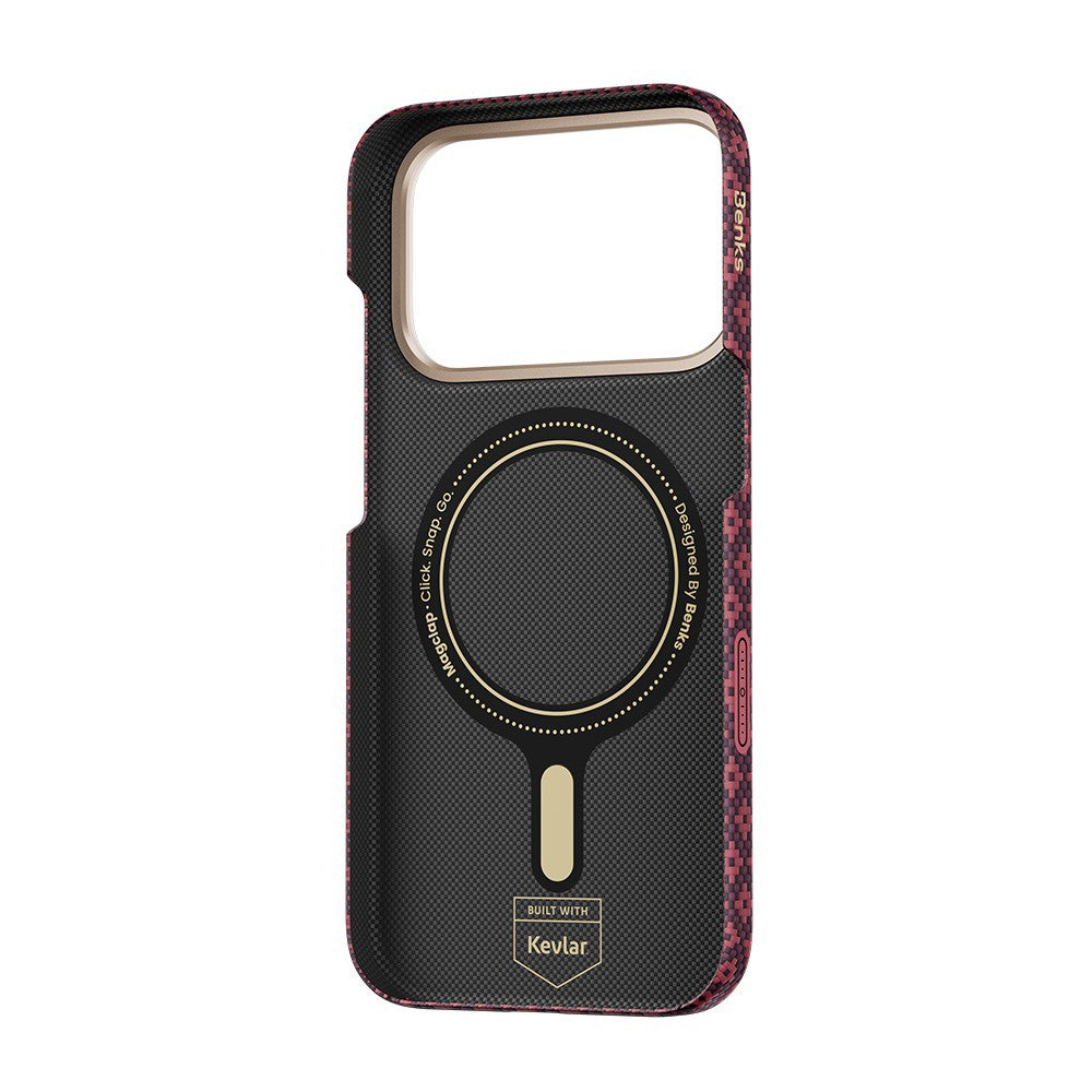 Apple iPhone 18 Pro Kılıf M-Safe Şarj Özellikli Benks ArmorAir ArmorGrid Serisi C1 Kevlar Karbon Kapak