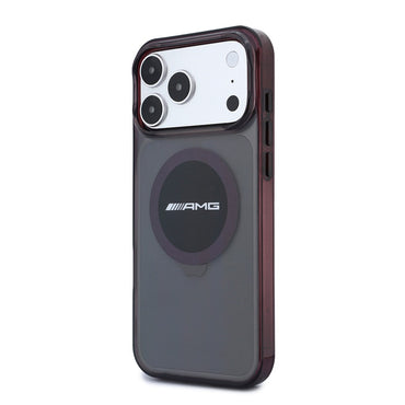 Apple iPhone 18 Pro Max Kılıf AMG Orjinal Lisanslı M-safe Şarj Özellikli Transparan IML Baskı Logolu Bicolor Block Kapak