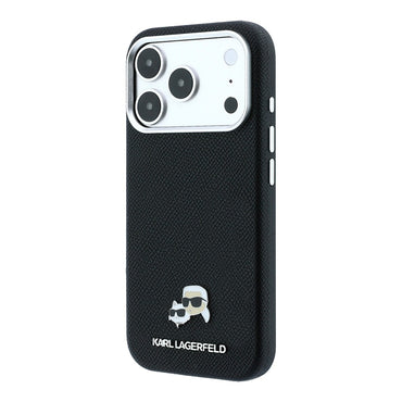 Apple iPhone 18 Pro Max Kılıf Karl Lagerfeld Orjinal Lisanslı M-Safe Şarj Özellikli K&C Heads Metal Logolu PU Kapak