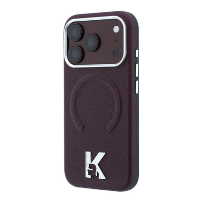 Apple iPhone 18 Pro Max Kılıf Karl Lagerfeld Orjinal Lisanslı M-safe Şarj Özellikli KHEAD Metal Logolu PU Grained Deri Kapak