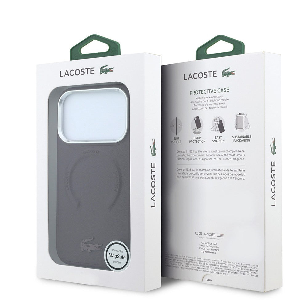 Apple iPhone 18 Pro Max Kılıf Lacoste Orjinal Lisanslı M-safe Şarj Özellikli Lenglen Icon Metal Logolu Kapak