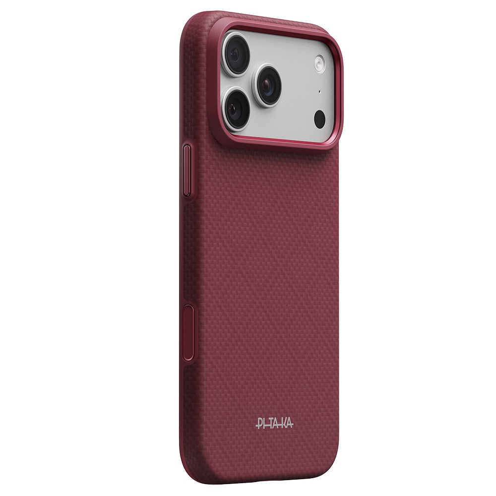 Apple iPhone 18 Pro Max Kılıf M-safe Şarj Özellikli Aramid Karbon Fiber Pitaka Argyle Serisi Summa Kapak
