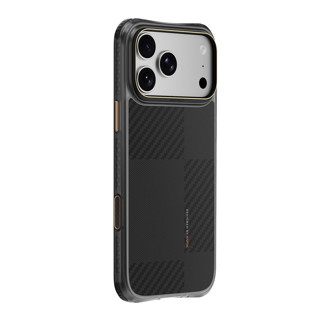 Apple iPhone 18 Pro Max Kılıf M-safe Şarj Özellikli Metal Kamera Çerçeveli Raptic Aramid Dual Karbon Fiber Mondrian Serisi Kapak