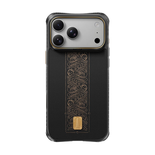 Apple iPhone 18 Pro Max Kılıf M-safe Şarj Özellikli Raptic Aramid Dual Rise Serisi 24 Ayar Altın Kaplamalı Karbon Kapak