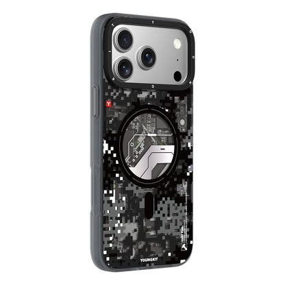 Apple iPhone 18 Pro Max Kılıf M-Safe Şarj Özellikli Youngkit Camouflage Sykell Serisi Kapak