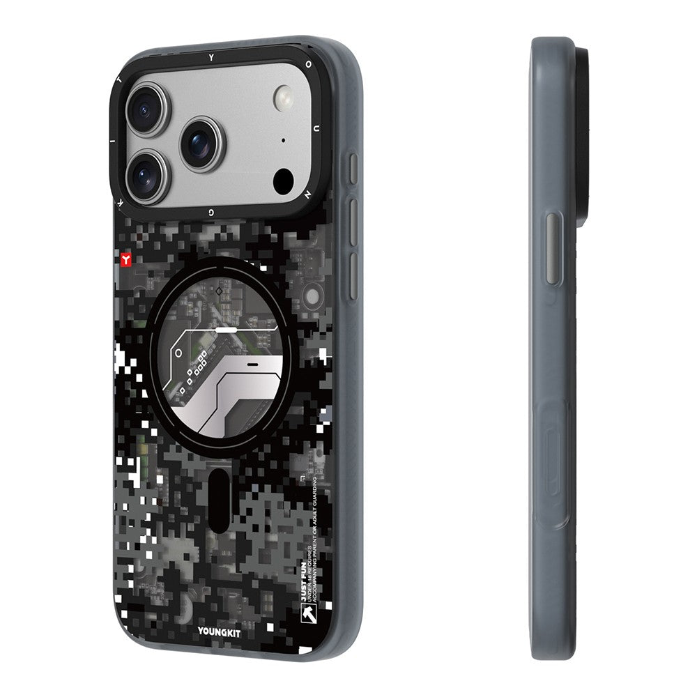 Apple iPhone 18 Pro Max Kılıf M-Safe Şarj Özellikli Youngkit Camouflage Sykell Serisi Kapak