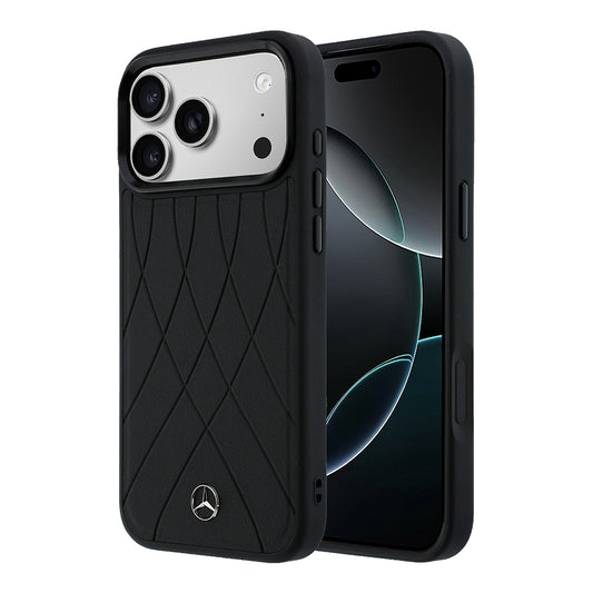 Apple iPhone 18 Pro Max Kılıf Mercedes Benz Orjinal Lisanslı M-safe Şarj Özellikli 3D Metal Logolu Crossed Lines Kapak